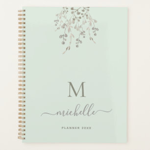 Agenda Monograma Personalizado de Aquarela Botânica em Sa