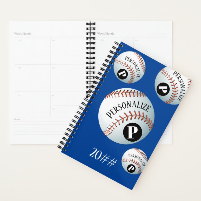 Agenda Monograma personalizado de baseball (Exibição)