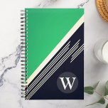 Agenda Monograma Personalizado de Faixa Abstrato de Retro<br><div class="desc">Adicione seu monograma para fazer seu próprio produto exclusivo.</div>