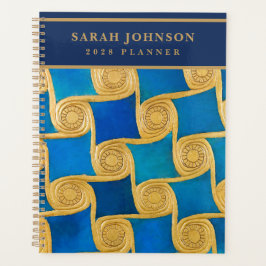 Agenda Monograma Personalizado do Antigo Egito Azul Doura