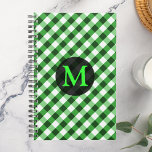 Agenda Monograma Personalizado do Padrão Gingham Verde da<br><div class="desc">Personalize este produto com a letra de sua escolha!</div>