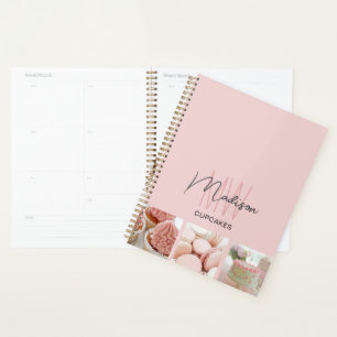 Agenda Monograma personalizado Logotipo QR Cor-de-rosa