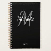 Monograma Personalizado Simples e Bonito, Preto e