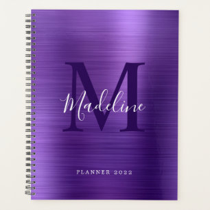 Agenda Monograma Pla Metálico Simples Bruto Moderno