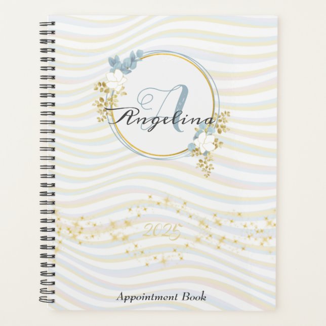 Agenda Monograma Planner do Livro de Compromissos do Ouro (Frente)