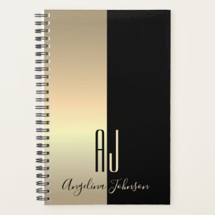 Agenda Monograma Preto Dourado