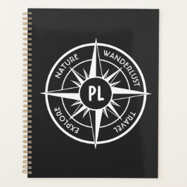 Agenda Monograma preto e branco do emblema da estrela da 