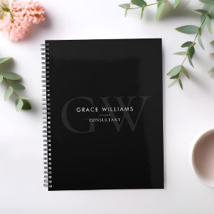 Agenda Monograma preto minimalista profissional