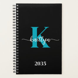 Agenda Monograma Preto Teal
