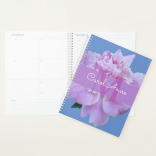 Agenda Monograma Púrpura, cor-de-rosa, Floral