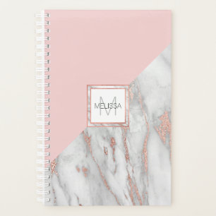 Agenda MONOGRAMA Rosa cor-de-rosa Elegante Cinza de Márm