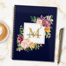 Monograma Rosa Floral Botânica Elegante em Aquarel