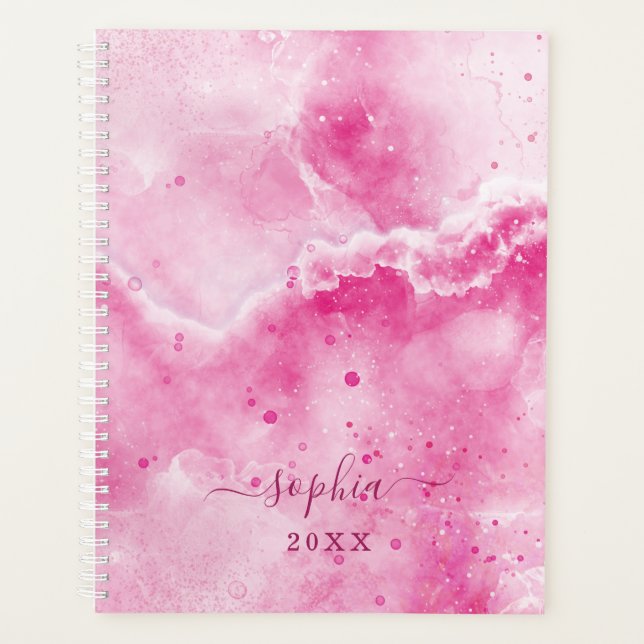 Agenda Monograma Rosa Marble Girly Glam 2025 (Frente)