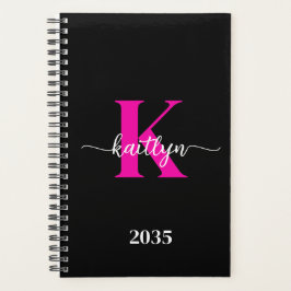 Agenda Monograma Rosa Quente Preto