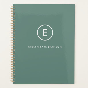 Agenda Monograma Sage Scandi Mínimo Simples e Verde