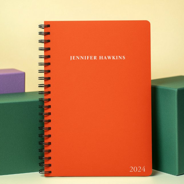 Agenda Monograma Semanal Laranja Trendy Vibrant Bold 2024 (Criador carregado)