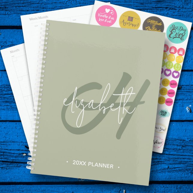 Agenda Monograma Semanal Mensal (Monogrammed Planner, inside pages and stickers)