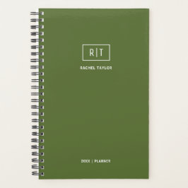 Agenda Monograma Semanal Moderno Escuro Verde Oleícola