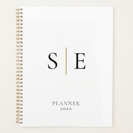 Agenda Monograma Simples Branco Dourado Preto 2023