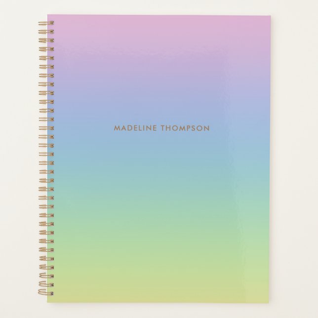 Agenda Monograma Simples do Unicórnio Arco-Íris (Frente)