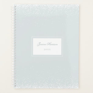 Agenda Monograma Simples Elegante Confetti Branco Grande
