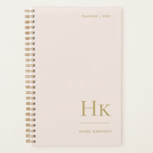 Agenda Monograma Simples Esmagador Esmagador Rosa Dourado