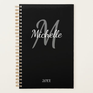 Agenda Monograma Simples Preto e Branco