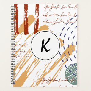 Agenda Monograma Terracotta Abstrato Doodle