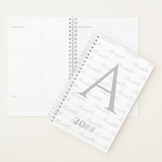 Agenda Monograma Tipografia Nome Personalizado Ano Inicia (Exibição)