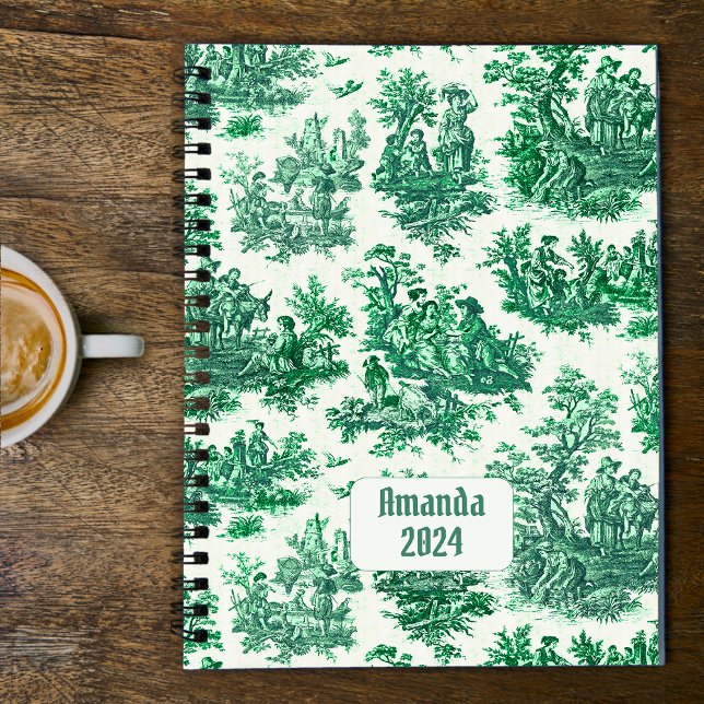 Agenda Monograma verde-floral de galhardetes (Criador carregado)