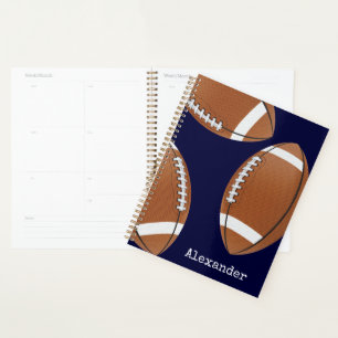 Agenda Monogramas Marinho de futebol azul