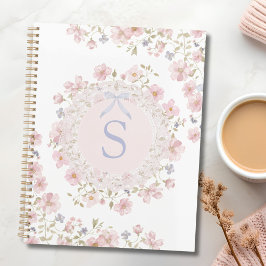 Agenda Monogrammed Pink Flowers and Lace Floral