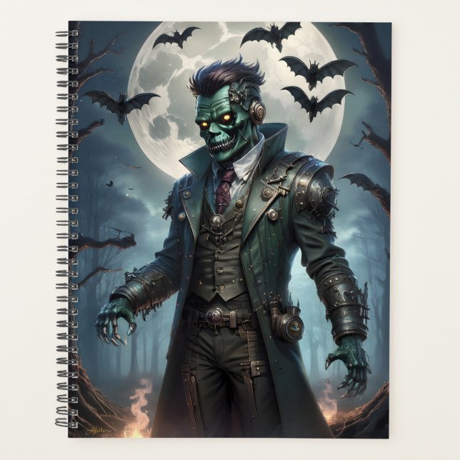 Agenda Monstro de Frankenstein Steampunk de Halloween (Frente)