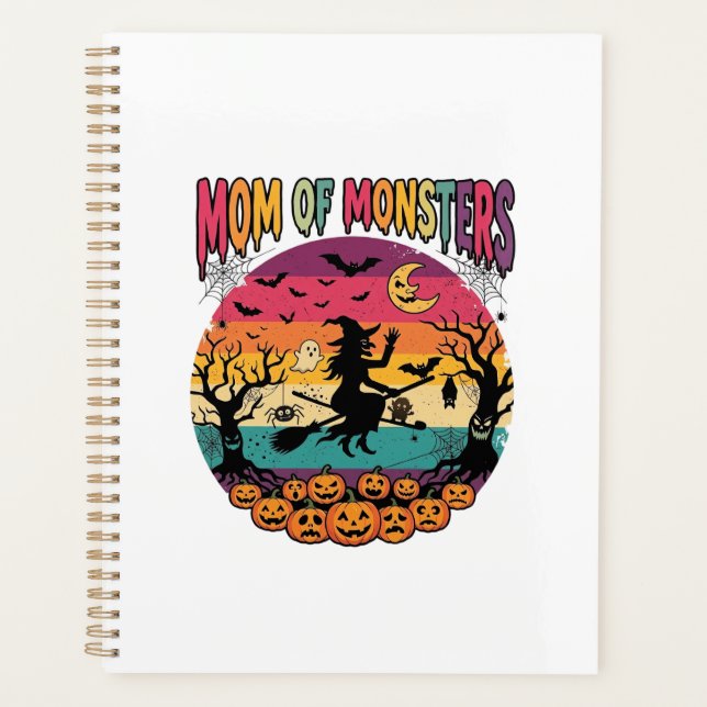 Agenda Monstros da Mamãe Bruxas de Halloween Abóboras Mor (Frente)