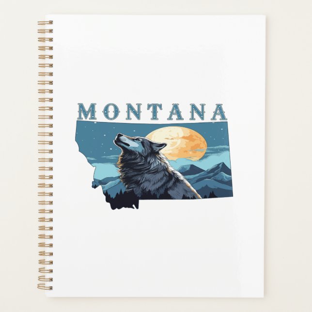 Agenda Montana Outline Wolf and Moon (Frente)