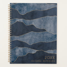 Agenda Montanhas Simples de Azul Chic com Destaques Doura