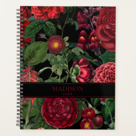 Agenda Moody Florals Black & Burgundy Vintage Monograma