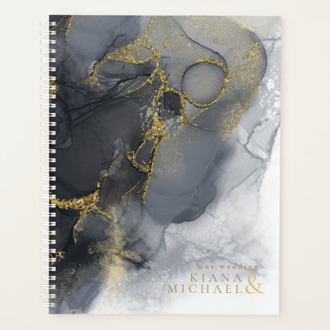Agenda Moody Ink Charmalho Dourado Abstrato ID988 (Frente)