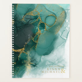 Agenda Moody Ink Emerald Dourado Abstrato ID988