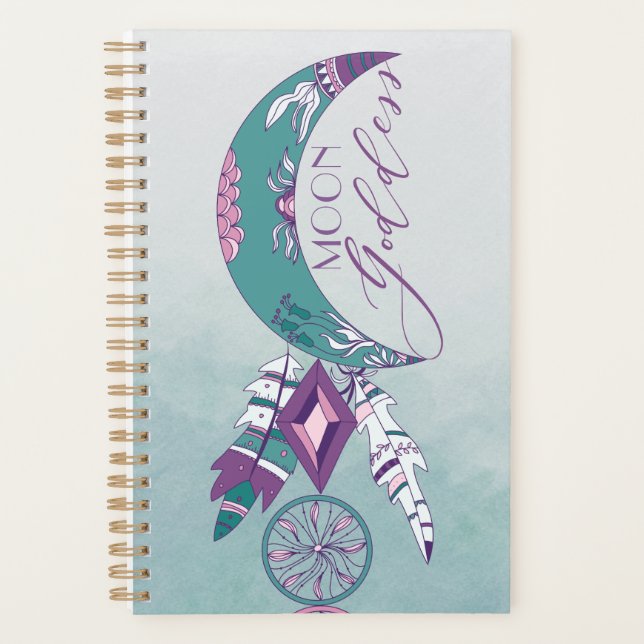Agenda Moon Goddese Teal Boho Dreamcatcher Gypsy Design (Frente)