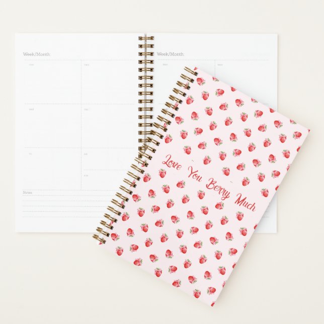 Agenda Morango Rosa Pastel Personalizado (Exibição)