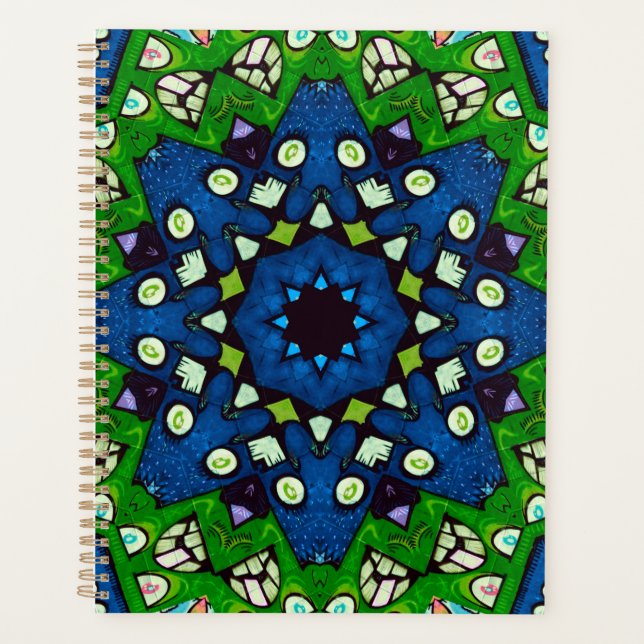 Agenda Mosaico Blue Hippie Boho Mandala (Frente)