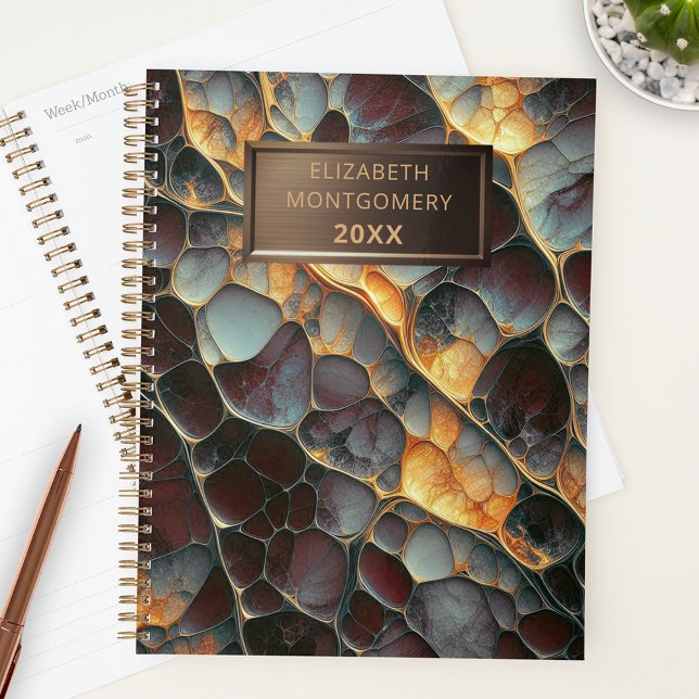 Agenda Mosaico Elegante Abstrato com placa de bronze em n (Criador carregado)