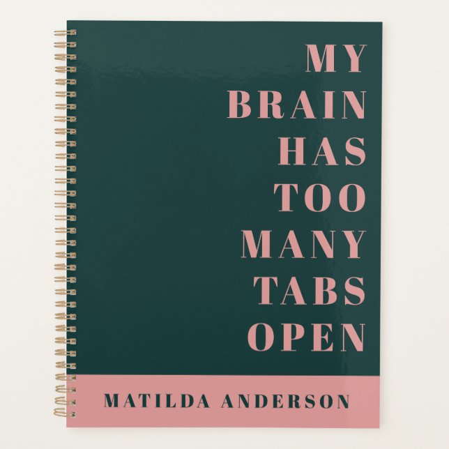 Agenda Motografia mínima verde e rosa moderna (Frente)
