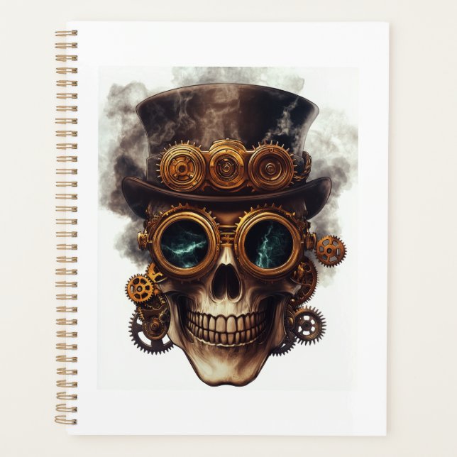 Agenda Motor de Crânio Steampunk (Frente)