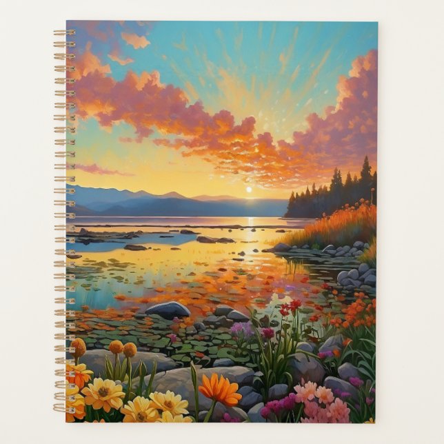 Agenda Mountain Lake Flowers Art (Frente)