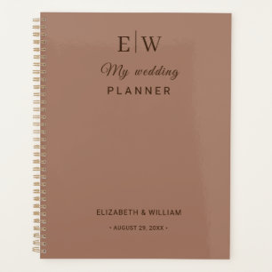 Agenda Mousse Simples Elegante Mocha com Casamento Monogr