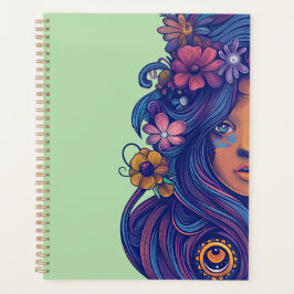 Agenda Mulher Boho Fantasy com Cabelo Floral