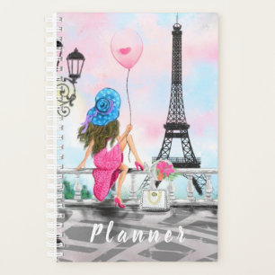 Agenda Mulher bonito e Balão de Coração Rosa - Eu Amo