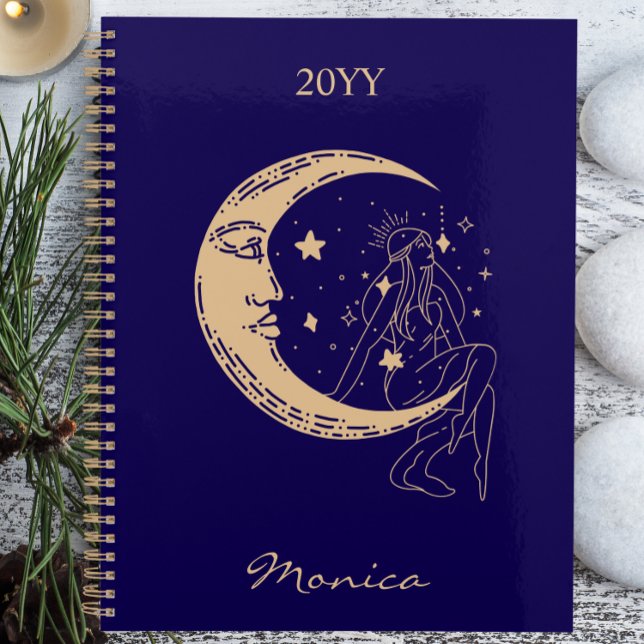 Agenda Mulher celestial lua & estrelas, boho, elegante ou (Criador carregado)